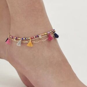 🆕️👣TASSEL ANKLET - GOLD TONE & MULTI COLOR👣